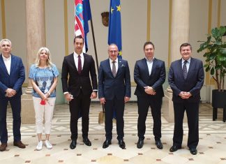 Ministar vanjskih i europskih poslova RH Gordan Grlić Radman primio je u Zagrebu izaslanstvo Središnje uprave HKD Napredak