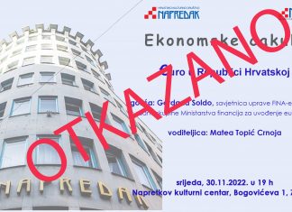 OTKAZANA tribina: Prve Ekonomske ćakule u Napretkovom kulturnom centru u Zagrebu