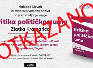 OTKAZANO Predstavljanje knjige “Kritika političkog uma”