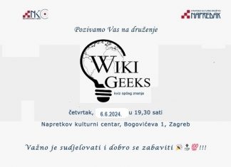 Wikigeeks kviz opet u Napretku 6.6.2024. u 19:30 h