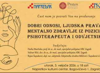 Predavanje: „Dobri odnosi, ljudska prava i mentalno zdravlje“ – Udruga Hrvata BiH Prsten i Hrvatsko kulturno društvo Napredak
